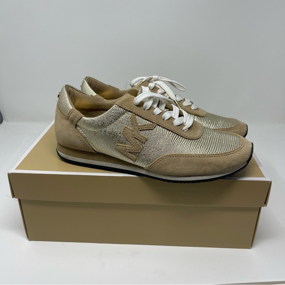 Michael Kors Gold And Tan Casual Stanton Trainer Sneakers sz 7.5 - Picture 4 of 11